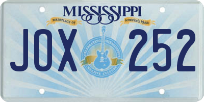 MS license plate JOX252