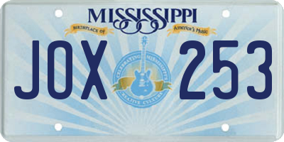 MS license plate JOX253