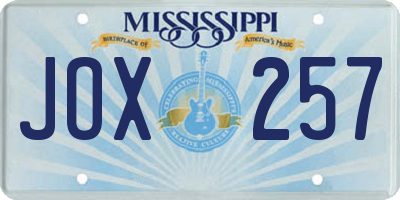 MS license plate JOX257