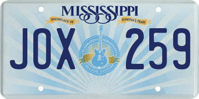 MS license plate JOX259