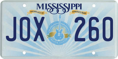 MS license plate JOX260
