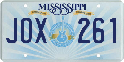 MS license plate JOX261