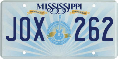 MS license plate JOX262