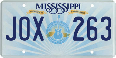 MS license plate JOX263