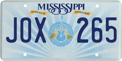 MS license plate JOX265
