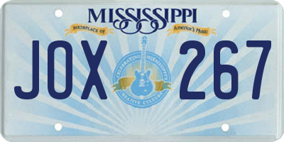 MS license plate JOX267