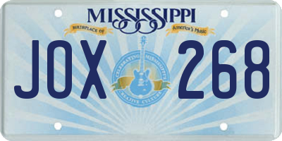 MS license plate JOX268