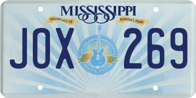 MS license plate JOX269