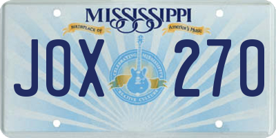 MS license plate JOX270