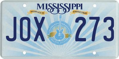 MS license plate JOX273