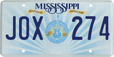 MS license plate JOX274