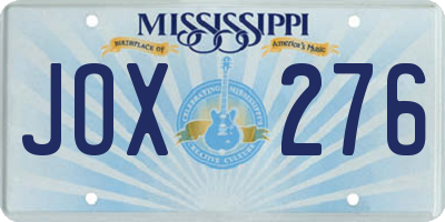 MS license plate JOX276