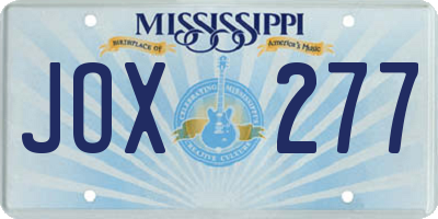 MS license plate JOX277