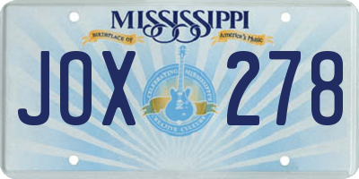 MS license plate JOX278