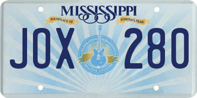 MS license plate JOX280