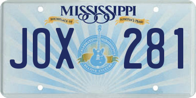 MS license plate JOX281
