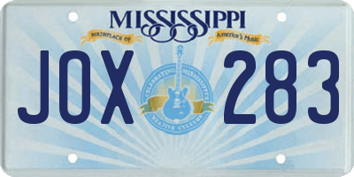 MS license plate JOX283