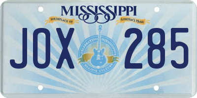 MS license plate JOX285