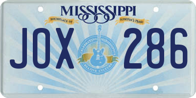 MS license plate JOX286