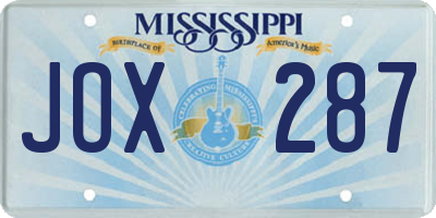 MS license plate JOX287