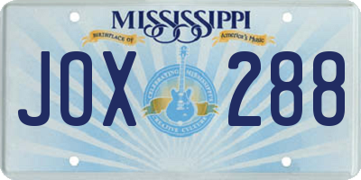 MS license plate JOX288