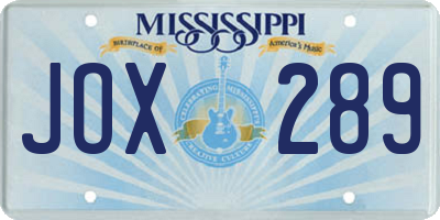 MS license plate JOX289