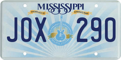 MS license plate JOX290