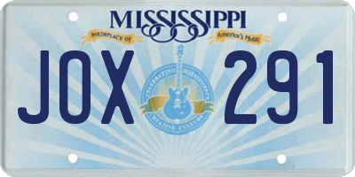 MS license plate JOX291
