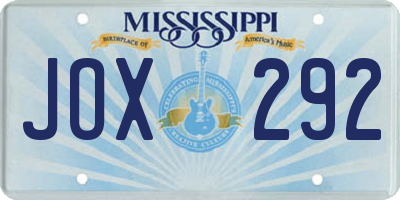 MS license plate JOX292