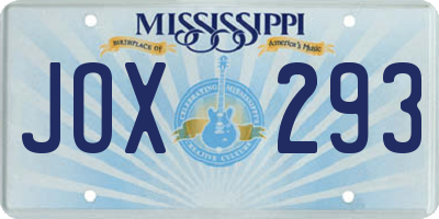 MS license plate JOX293