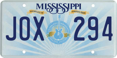 MS license plate JOX294