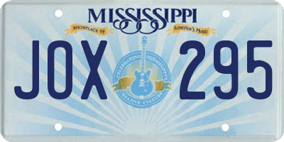 MS license plate JOX295