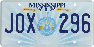 MS license plate JOX296