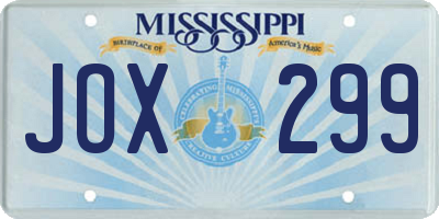 MS license plate JOX299