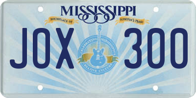 MS license plate JOX300