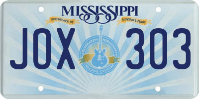 MS license plate JOX303