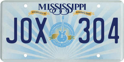 MS license plate JOX304