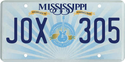 MS license plate JOX305