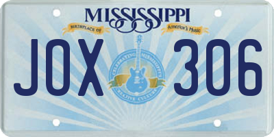 MS license plate JOX306