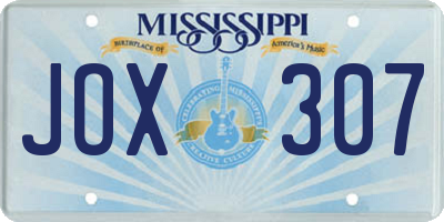 MS license plate JOX307