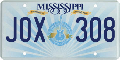 MS license plate JOX308