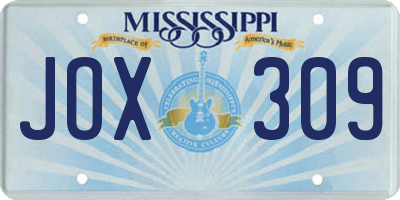 MS license plate JOX309