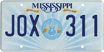 MS license plate JOX311