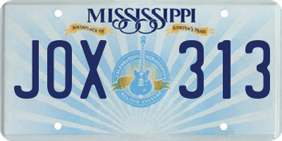 MS license plate JOX313
