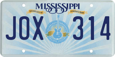 MS license plate JOX314