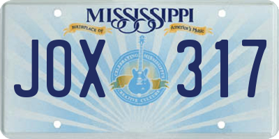 MS license plate JOX317