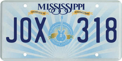 MS license plate JOX318