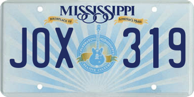 MS license plate JOX319