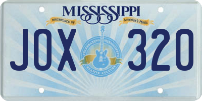 MS license plate JOX320