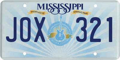 MS license plate JOX321